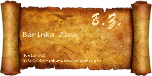Barinka Zina névjegykártya